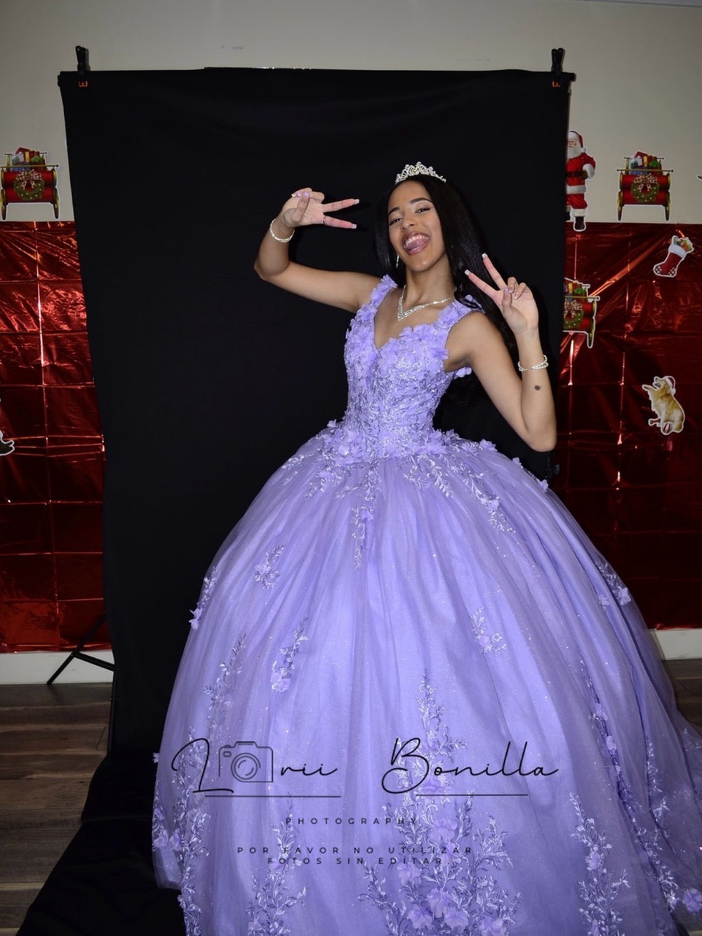 Lavender Floral Appliqué Quinceañera Dress - Women's Wedding